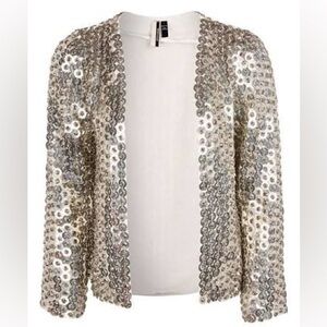 Topshop Silver Sequin Trophy Jacket size small